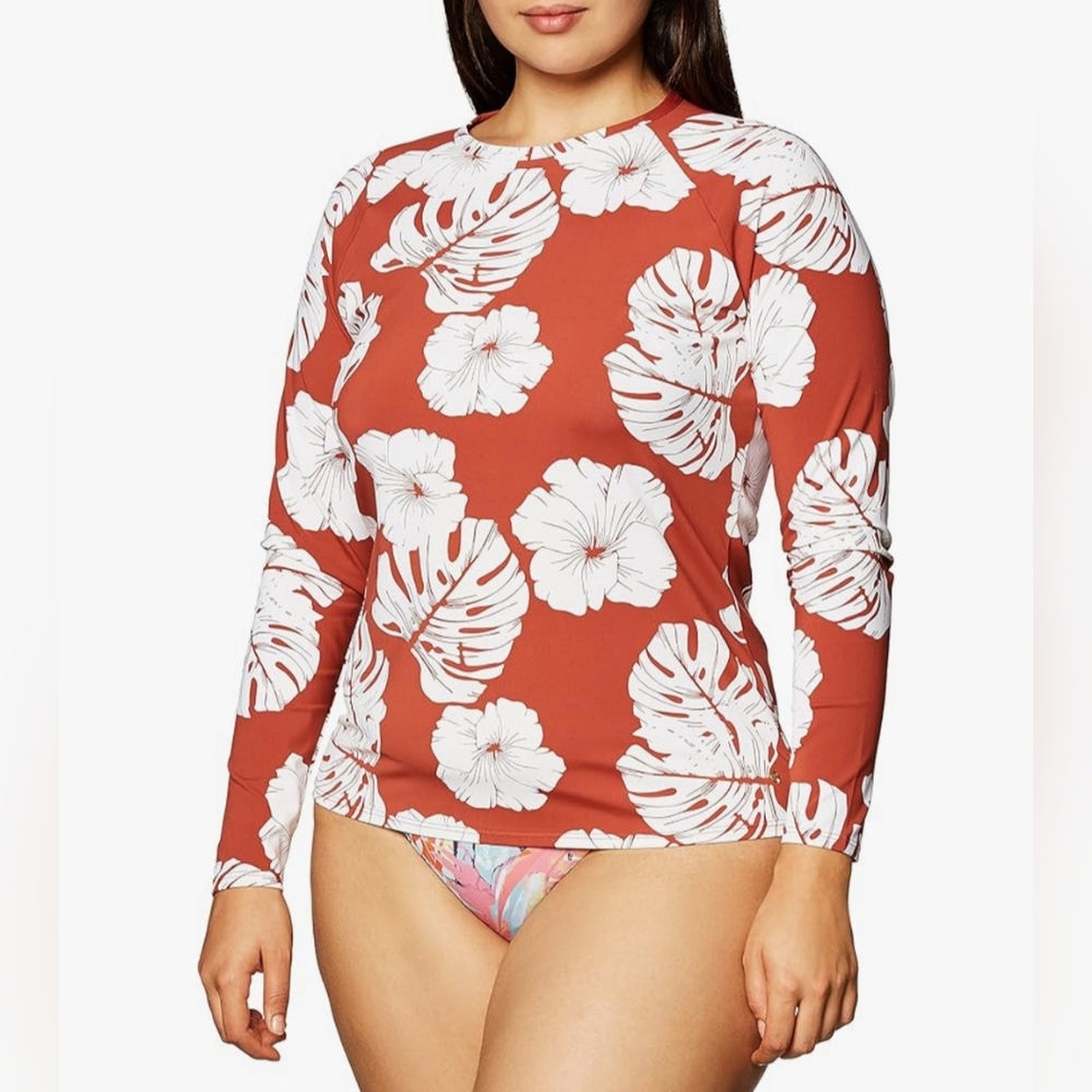 Roxy Garden Trip Long Sleeve Rash Guard Swim Shirt UPF 50+ Size XS NWT